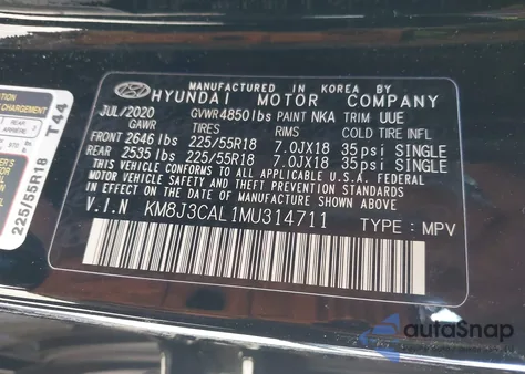 2021 Hyundai Tucson Ultimate z USA, uszkodzony, nr VIN KM8J3CAL1MU314711